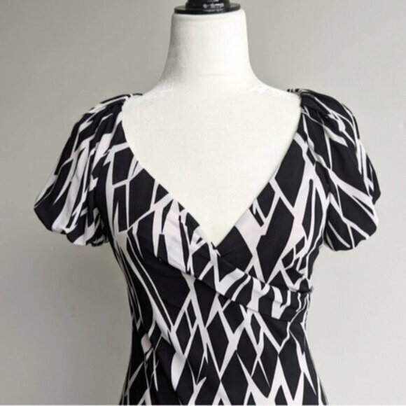 Sandra Angelozzi geometric abstract print short bubble sleeve dress - Picture 2 of 4